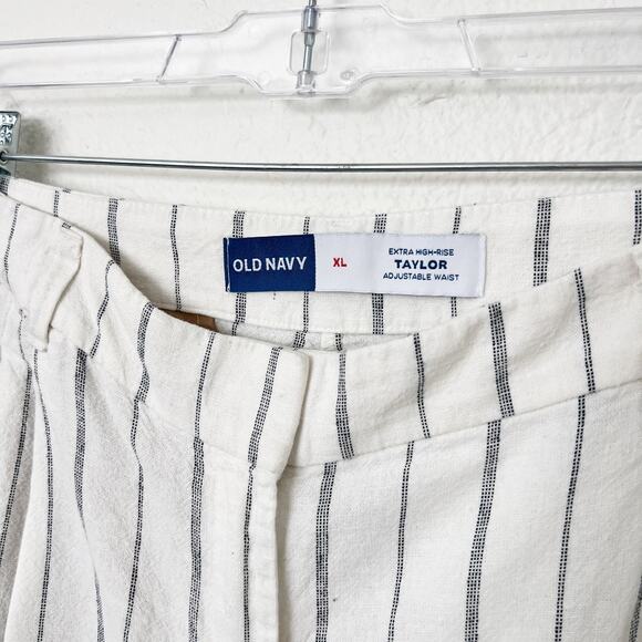 [Old Navy] Striped Navy White Linen Blend Extra High Rise Taylor Shorts Size XL - Picture 12 of 12